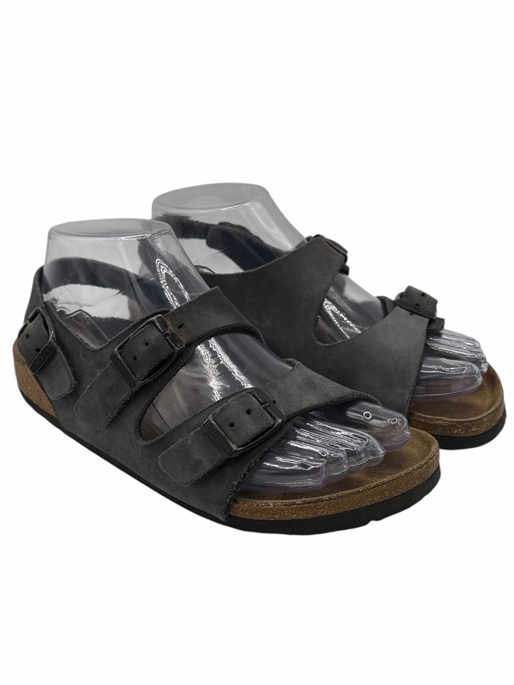 Birkenstock Black Leather Double Buckle Sandals - Size 36